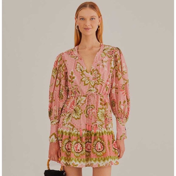 FARM Rio Dresses & Skirts - FARM Rio Soft Pink Aura Floral Mini Dress NWT XL